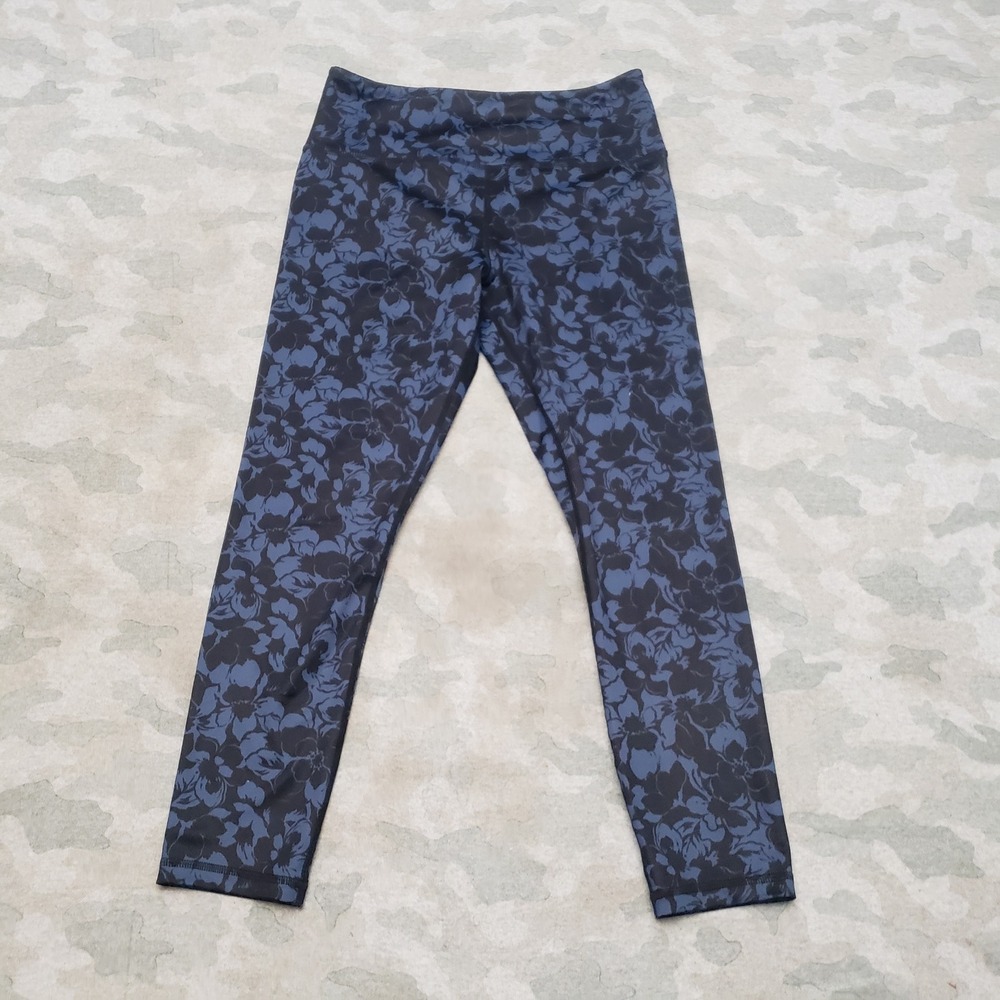 Zyia Active Leggings Womens 6-8 Blue Floral Athletic Pull On Gym Fitness Yoga